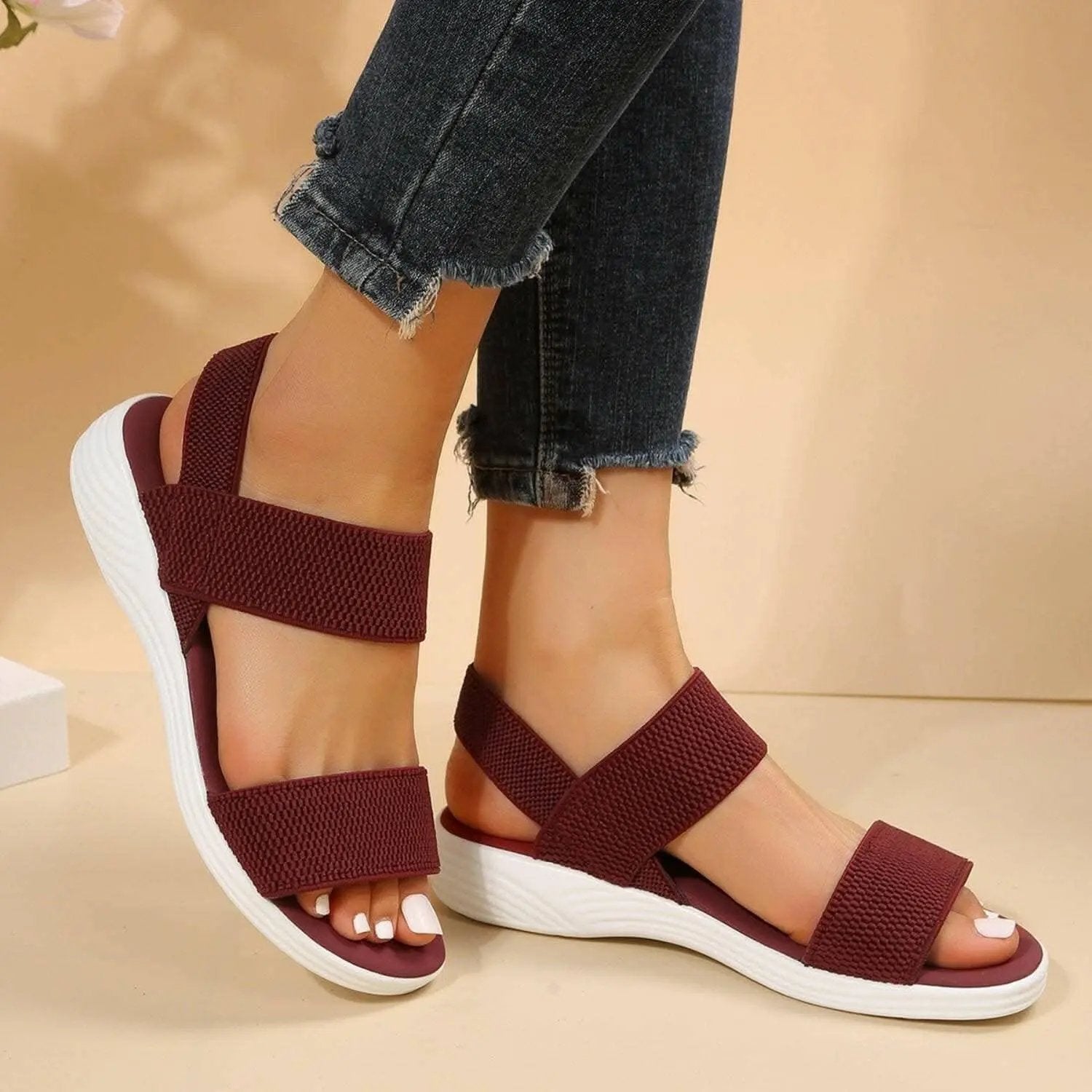 Comfortable low heel rubber sandals - Love Salve